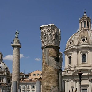 Italy. Rome. Forum of Trajan. Trajans Column, ruins of Basi