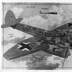 Junkers Ju88K cutaway drawing by George H Davis