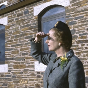 Margaret Thatcher at Falmouth Coastguard Station, Cornwall