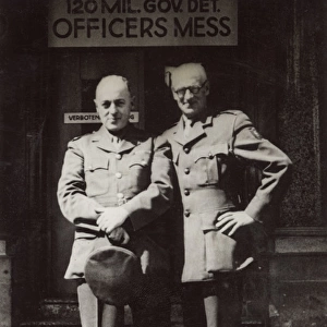 Two soldiers outside Officers Mess, Germany