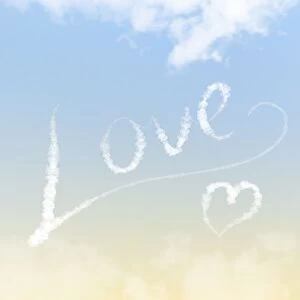 Sky writing - Love - written in the clouds Digital Manipulation