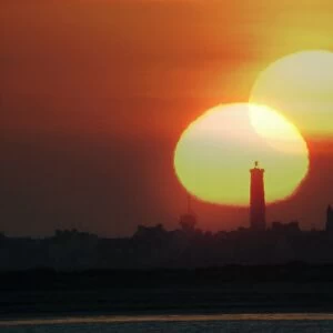 Spring equinox sunset, composite image