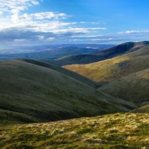 England, Cumbria, The Howgills. View looking over the underlating hills of the Howgills