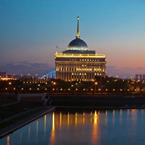 The Ak Orda, Presidential Palace of President Nursultan Nazarbayev at dawn, Astana, Kazakhstan, Central Asia, Asia