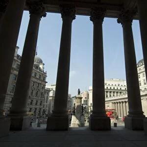 Bank of England seen from the steps of the Royal Exchange, City of London