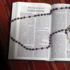 Bible and prayer beads, France, Europe
