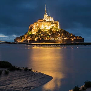 Cloudy sky at dusk, Mont-St-Michel, UNESCO World Heritage Site, Normandy, France, Europe
