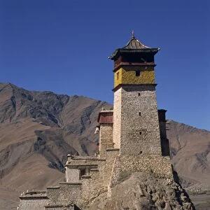 Exterior of tower at Yumbu Lhakang, the oldest dwelling in Tibet, in the Central valley of Tibet