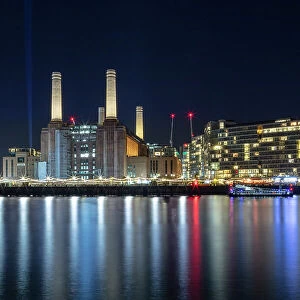 The newly renovated Battersea Power Station and apartments, night shot