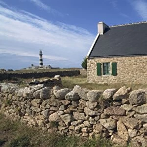 Old house near Creac h lighthouse, Ile d Ouessant, Brittany, France, Europe