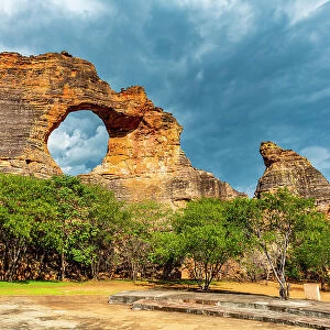 Stone arch at Pedra Furada, Serra da Capivara National Park, UNESCO World Heritage Site, Piaui, Brazil, South America
