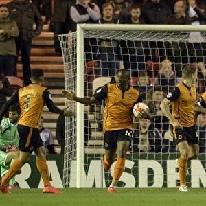 Wolverhampton Wanderers Bakary Sako Celebrates Goal Against Middlesbrough in Sky Bet Championship