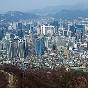 General city skyline view of the buildings of Myeongdong in Seoul, Korea