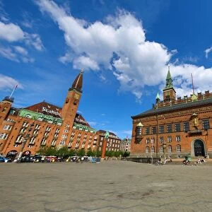 Scandic Hotel building and clock tower and the Radhus or Town Hall in Radhuspadsen