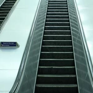 Escalators at Charing Cross underground station, London