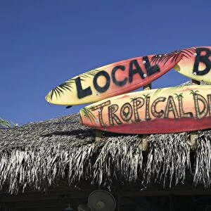 Beach Bar Sign, Grand Cayman, Cayman Islands, Caribbean