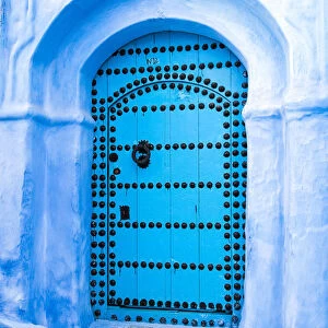 Blue-washed streets and doors of Chefchaouen, Morocco