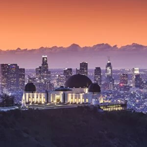 USA, California, Los Angeles, elevated view of the Griffith Park Observatory