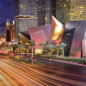 USA, Nevada, Las Vegas, The Las Vegas Strip at night near the city center development