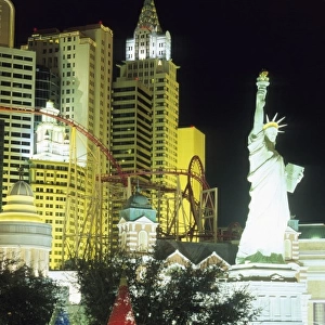 Double exposure, hotels and casinos, Las Vegas, Nevada