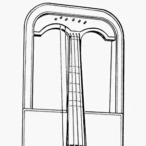 CRWTH. A crwth, a Welsh lyre played with a bow. Line engraving