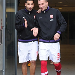 Arsenal Players Andre Santos and Aaron Ramsey Before FA Cup Match vs. Brighton & Hove Albion, 2013