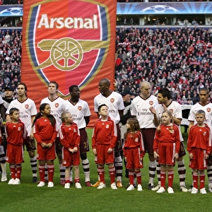 The Arsenal players line up before the match