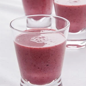 Raspberry Smoothies served in glasses