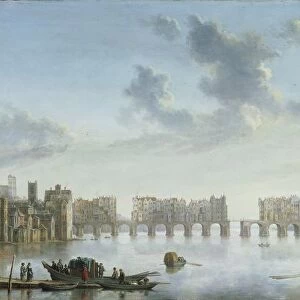 United Kingdom, London, Old London Bridge, from northern bank by Claude de Jongh, 1650