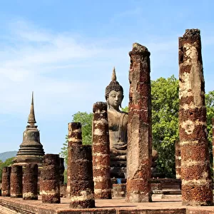 Landscape of Wat Mahathat temple Sukhothai Thailand