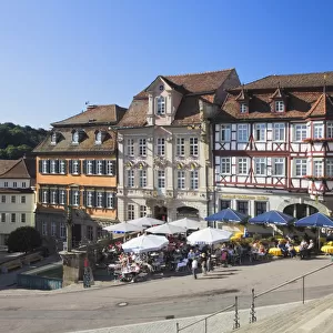 Marketplace of Schwaebisch Hall, Hohenlohe, Baden-Wuerttemberg, Germany, Europe