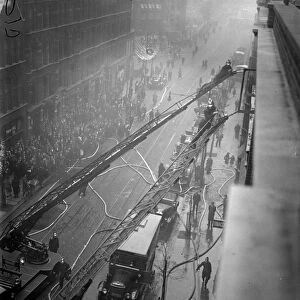 The Fire Brigade attend the big fire in Rosebery Avenue, London, at the works of Artisco