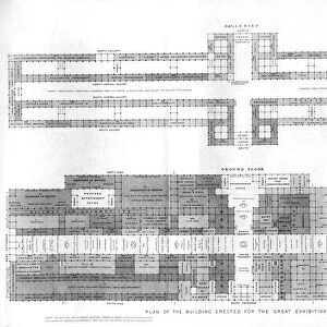 Plan of the building erected for The Great Industrial Exhibition of 1851 in The Crystal Palace