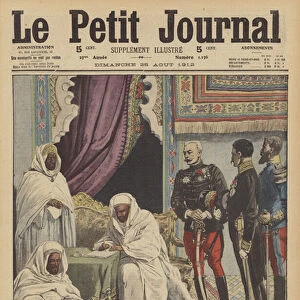 The abdication of Sultan Abdelhafid of Morocco (colour litho)