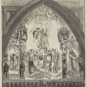 Allegorical Picture, by Absolon and Fenton, painted for the Inauguration Dinner of the Lord Mayor, in the Guildhall, 9 November 1854 (engraving)