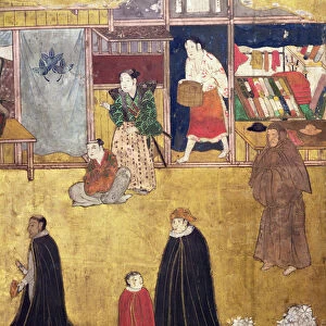 The Arrival of the Portuguese in Japan, detail of shops from a Namban Byobu screen