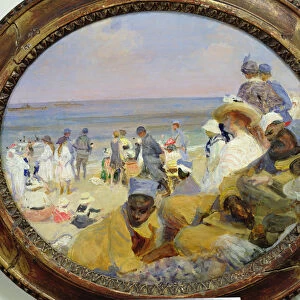 The Beach at Dieppe, 1916 (oil on card)