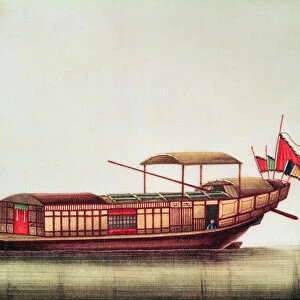 A Chinese sampan, Qianlong Period (1736-96) (gouache on paper)