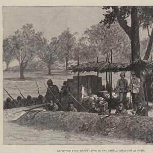 Expedition from Sierra Leone to the Gambia, Rifle-Pits at Tambi (engraving)
