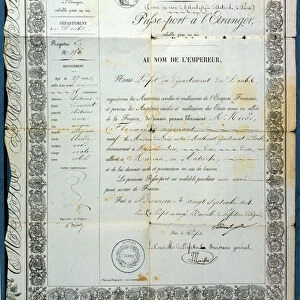French passport, from Besancon, 20th September 1854 (pen & ink on paper)