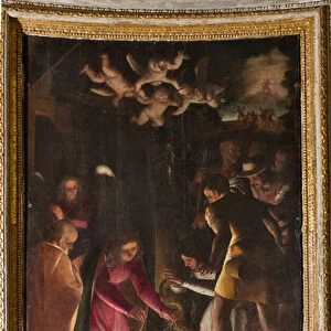 Genoa, Duomo (St. Lawrence Cathedral), inside, The Lercari Chapel or The Chapel of the Blessed Sacrament (Northern apse): "Adoration of the Shepherds", by Luca Cambiaso, 1575