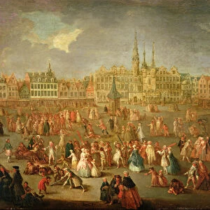 The Grand Place during Mardi Gras, Cambrai, 1765 (oil on canvas)
