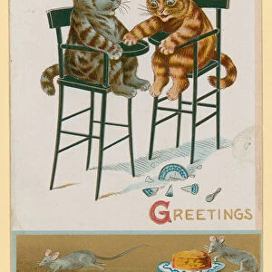Kittens in baby chairs (chromolitho)