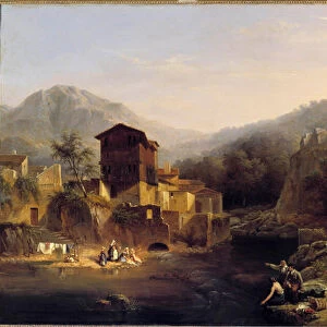 Landscape of Mountains Painting by Christian Brune (1793-1849) 1834 Orleans