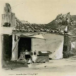 On the Outskirts of Palermo (colour litho)