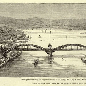 The proposed New High-level Bridge across the River Mersey at Liverpool (engraving)