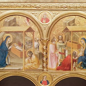 Section of an altar screen with the Nativity and the Adoration of the Magi, 13th century