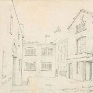 White Hart Court, Castle Street, St Martin in the Fields. Demolished with the building of Charing Cross Road (pencil on paper)