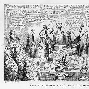 Wine in a ferment and spirits in hot water (engraving)