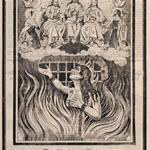 Broadsheet, image, chained woman, purgatory, Holy Trinity, Jose Guadalupe Posada